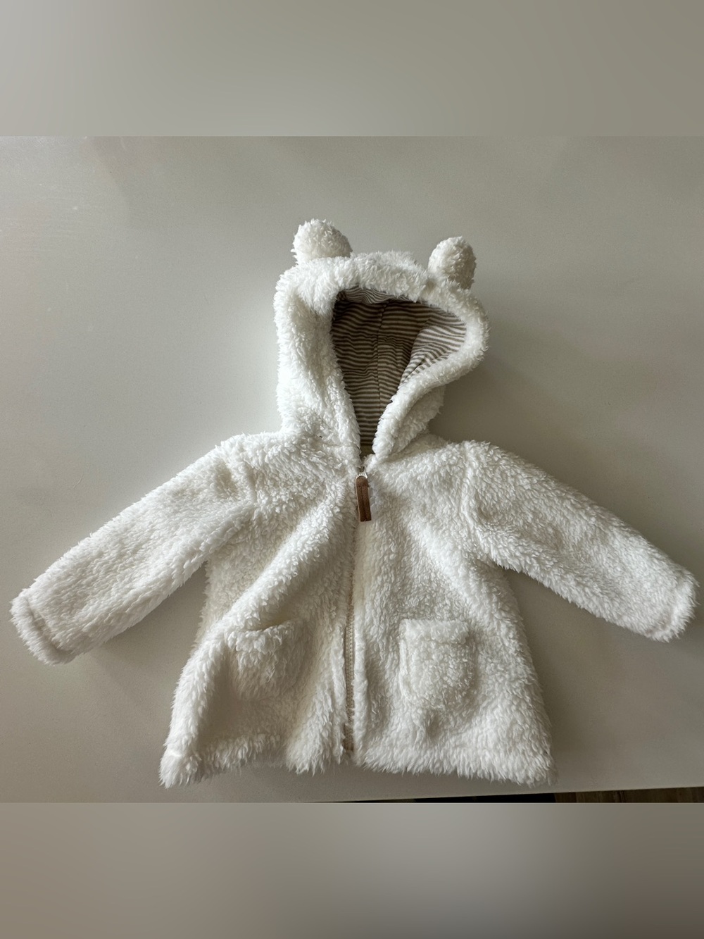 Carter’s size 3 months Cozy Plush Hooded Baby Jacket teddy bear ears